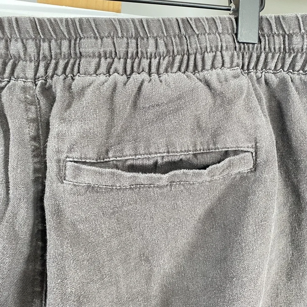 Onia Womens 100% Linen Drawstring Pants XL Brown Beach Vacation Travel Elastic - Picture 7 of 14